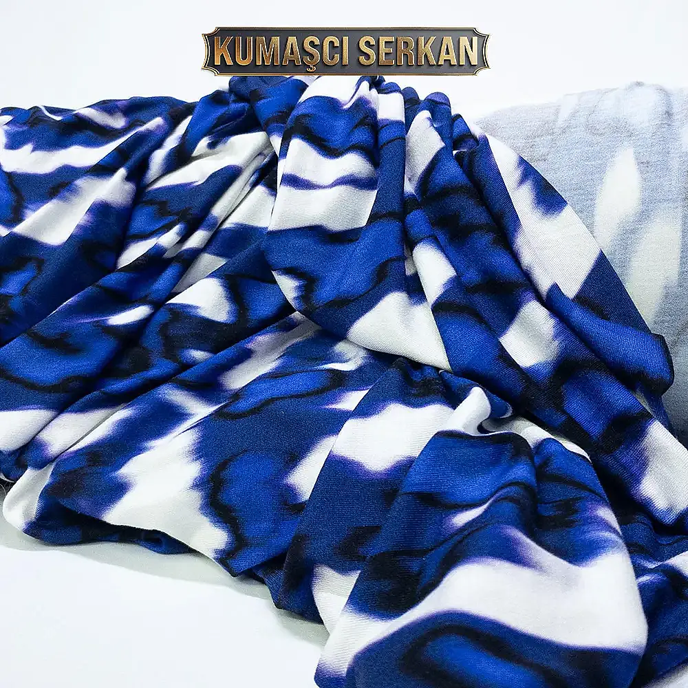 %100 Pamuklu İpek Viskon Penye - Batik Desen - 1