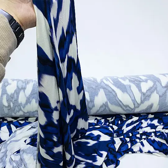 %100 Pamuklu İpek Viskon Penye - Batik Desen - 3