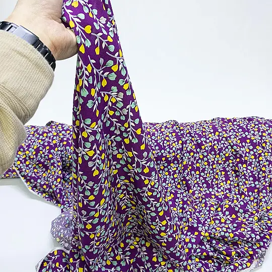 Çıtır Desenli %100 Pamuklu Viskon Kumaş - En 150cm - Limon Bahçesi - 3