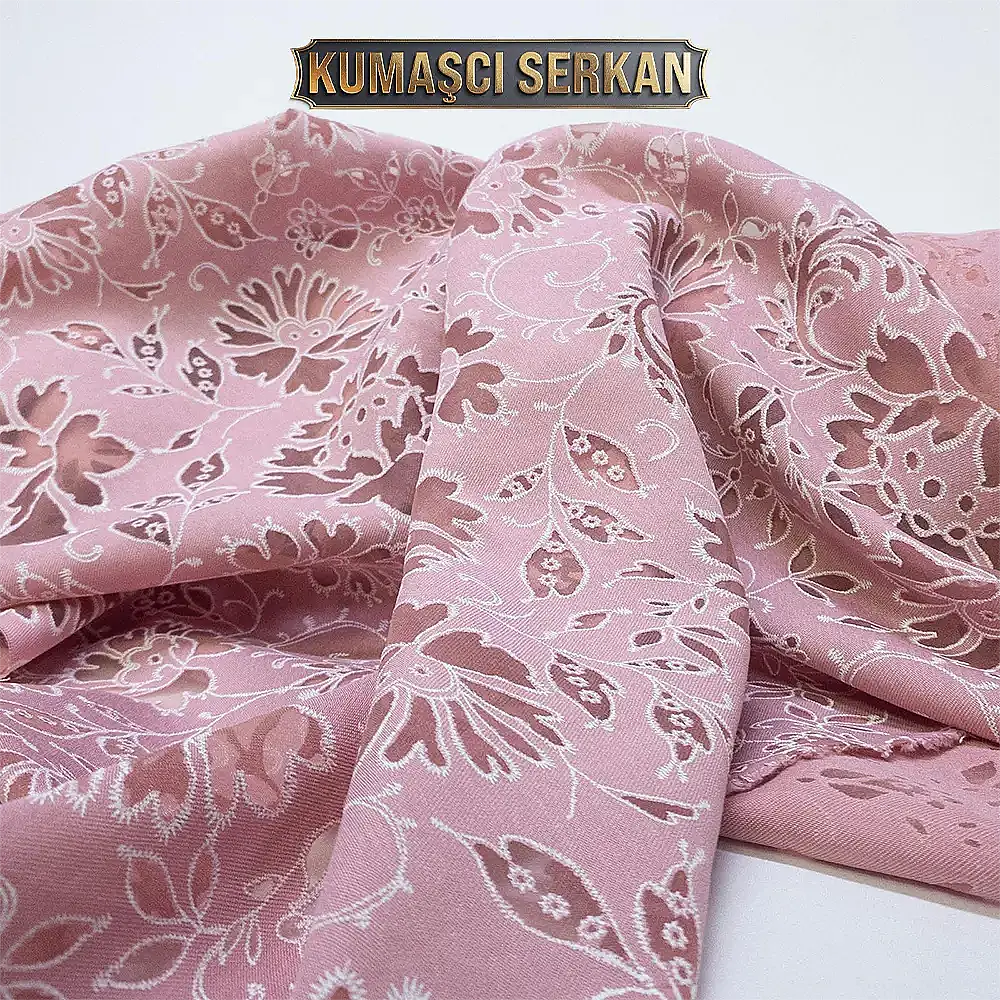 Desenli Yakma Keten Kumaş - 2 Renk Seçeneği - 1