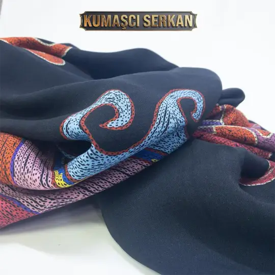 Etnik Desenli Viskon Kumaş - %100 Pamuk - Sakura