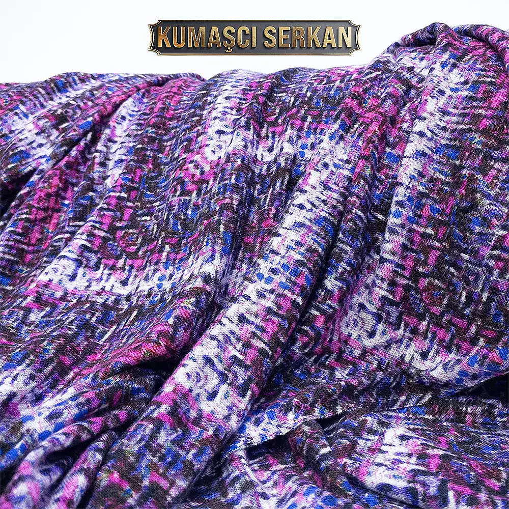 Full Likralı Desenli Yumoş Triko Kumaş - 1