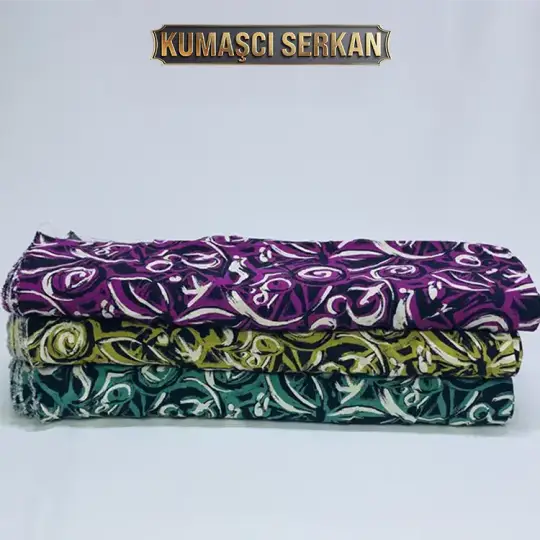 Desenli Javanez Viskon - %100 Pamuk - Kırışmaz - 3 Renk Seçeneği