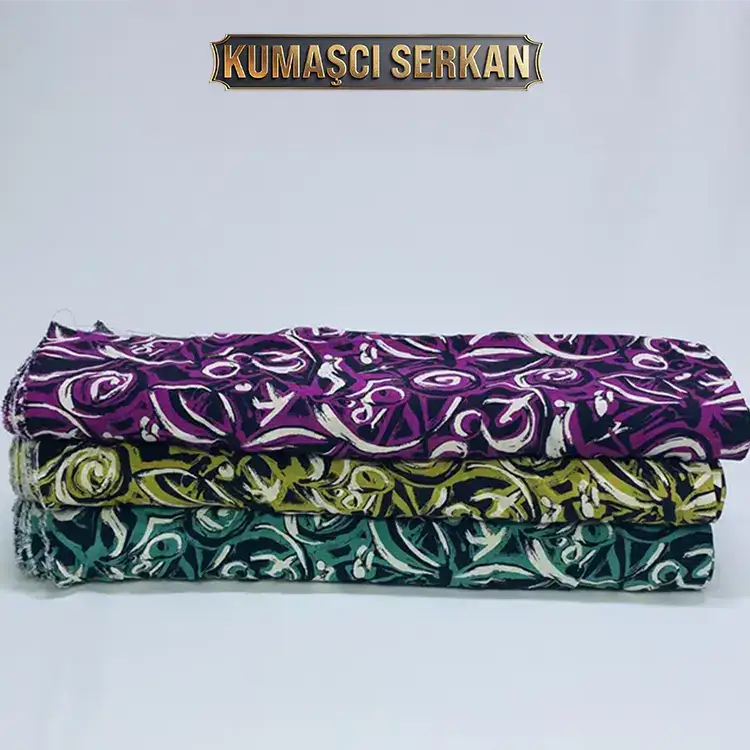 Desenli Javanez Viskon - %100 Pamuk - Kırışmaz - 3 Renk Seçeneği - 1
