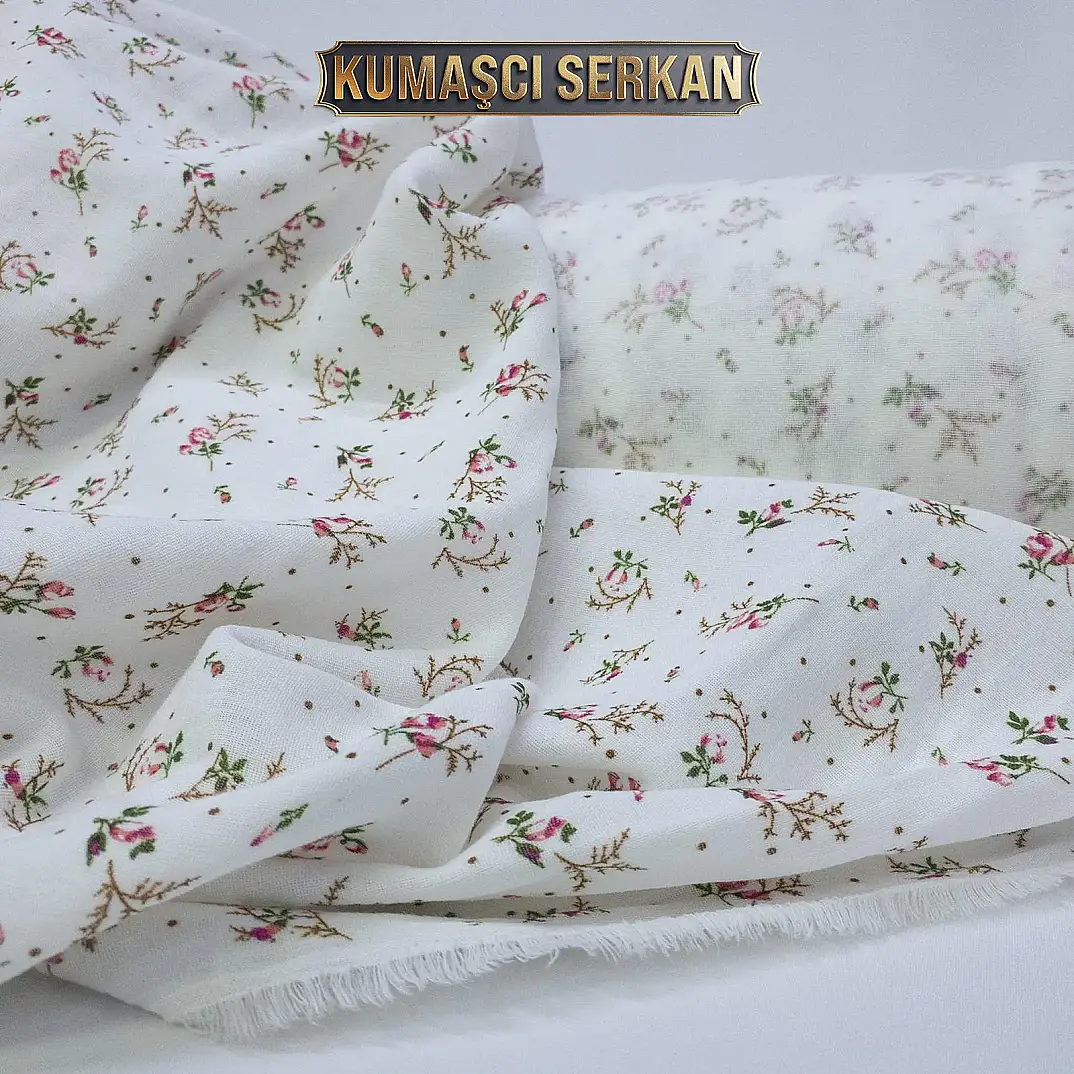 Puantiyeli Desenli Müslin Kumaş - 1