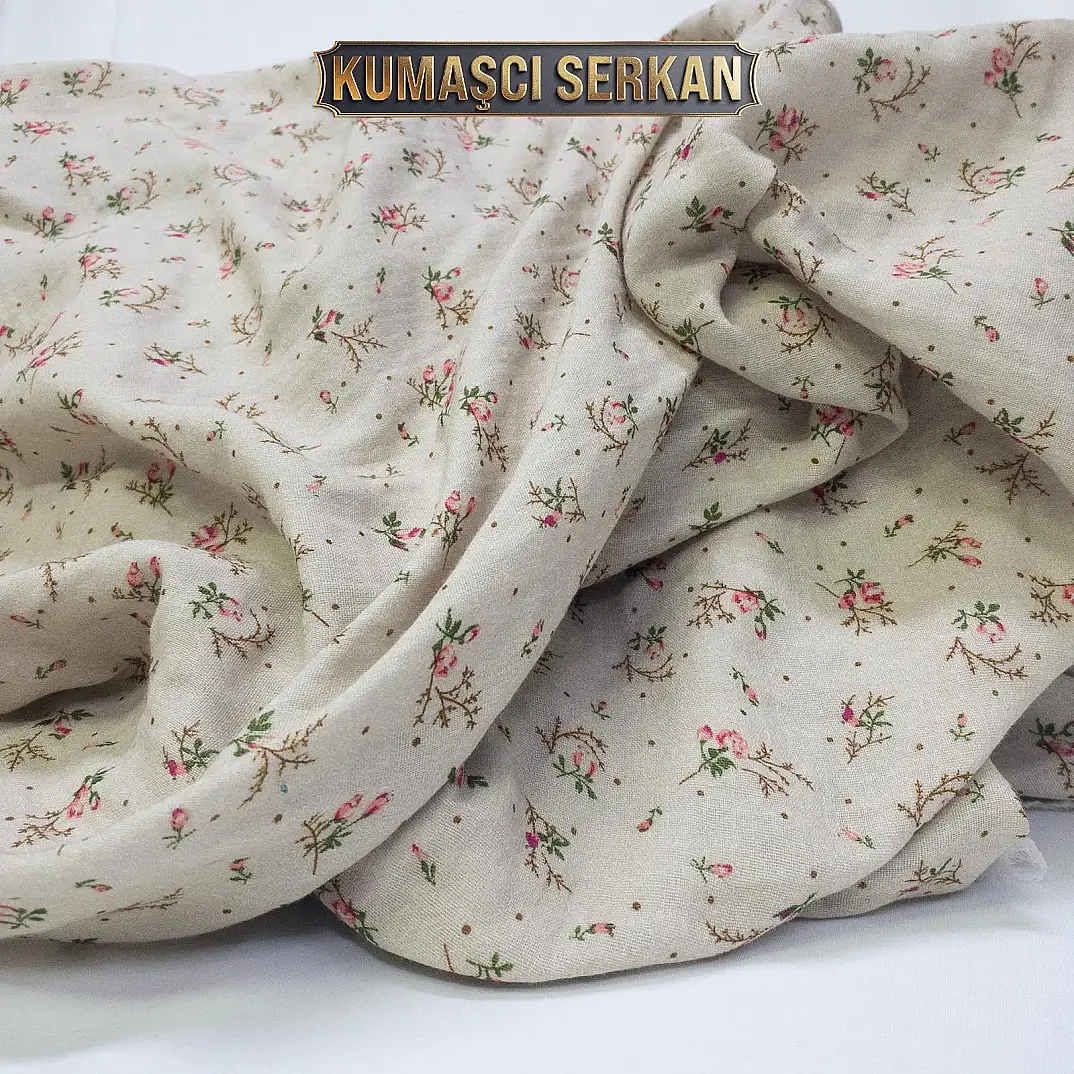 Puantiyeli Desenli Müslin Kumaş - 4