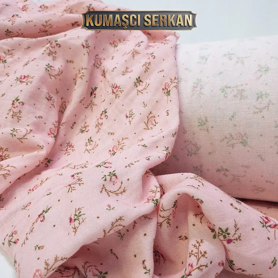 Puantiyeli Desenli Müslin Kumaş - 7