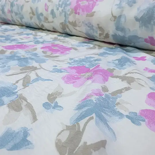 Suluboya Çiçek Desenli Lilyum Kumaş - 2