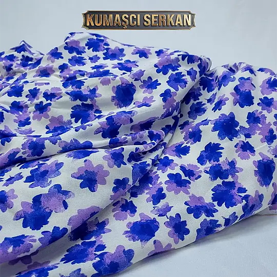 Suluboya Çiçekli Özel Seri Viskon - 4