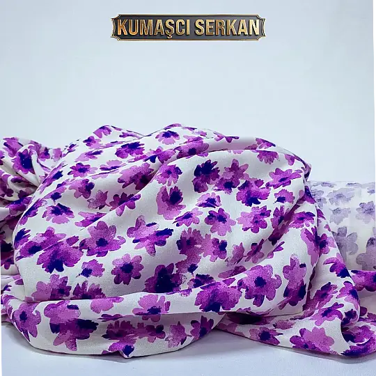 Suluboya Çiçekli Özel Seri Viskon - 7